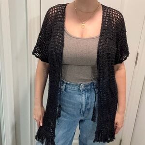 Made in Italy Black Crochet Beach Cover Up